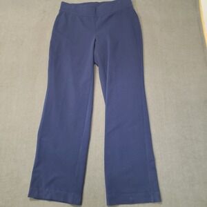 Lands End Starfish Straight Leg Pants Womens Medium M 10-12 Navy Blue Pull On